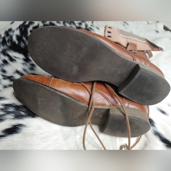 Steve Madden Back Zipper Serape Blanket Boots Ladies Size 7.5 - 8 Brown Leather - Picture 2 of 8